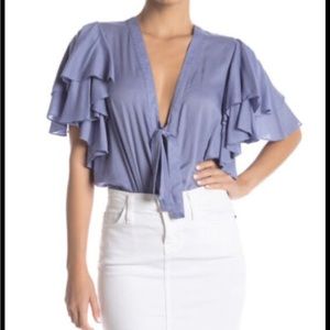 Free people ruffle sleeve body suit